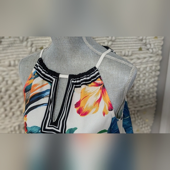 Flying Tomato Boho Chic Halter Tank Top Womens Small Tropical Floral Bandana(5) - Picture 7 of 11